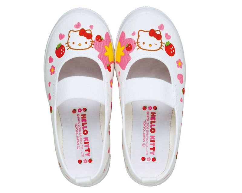 아사히 키즈 신발 일본 학교 실내화 산리오 헬로키티 화이트 컬러