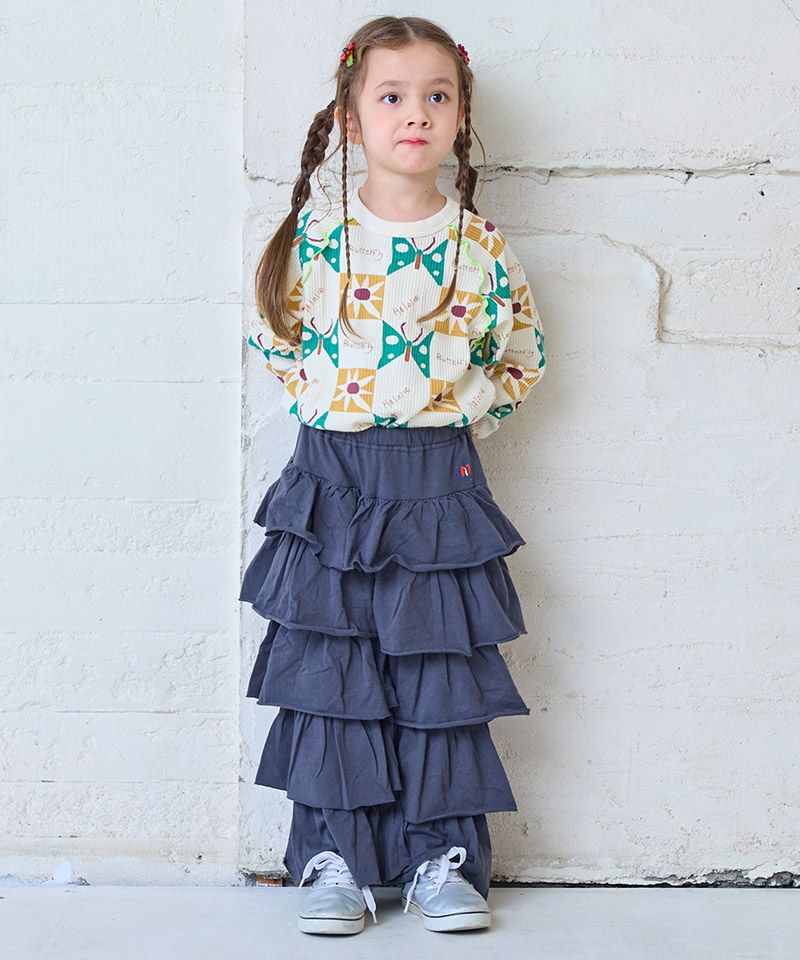 마키즈 키즈 바지 일본 단단 플레어 무늬  무지 팬츠 3컬러