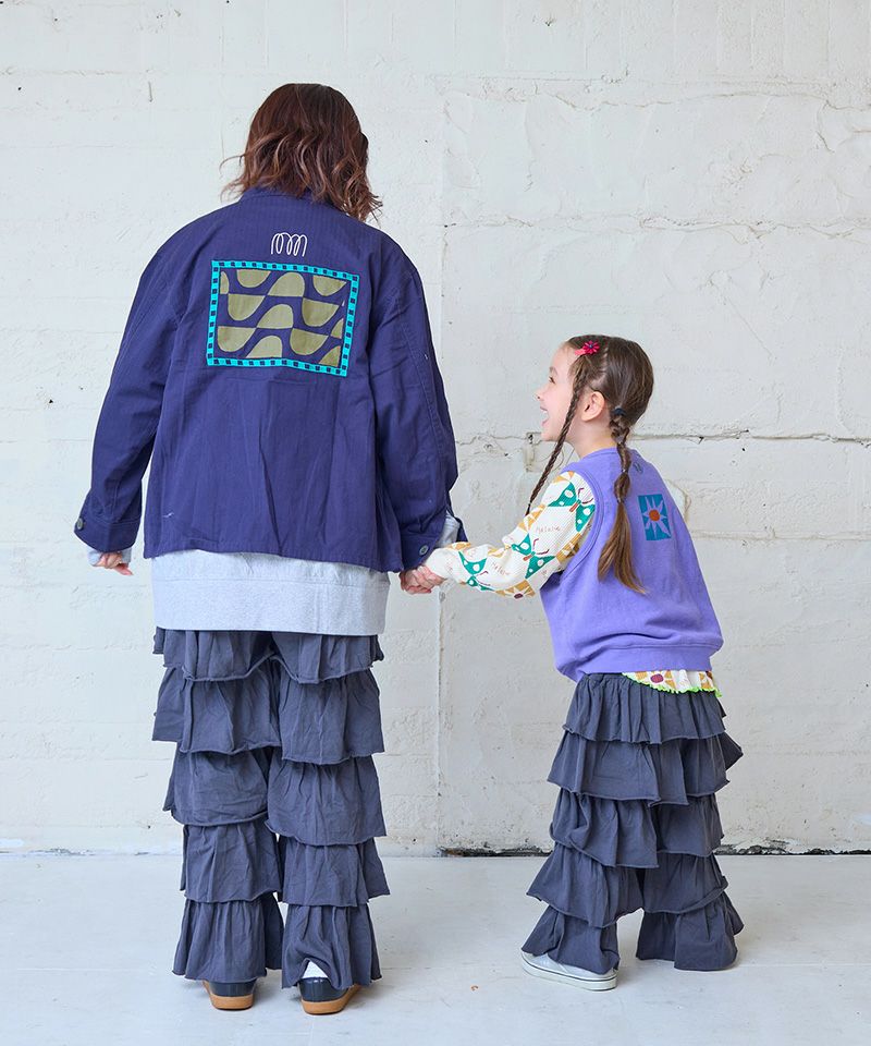 마키즈 키즈 바지 일본 단단 플레어 무늬  무지 팬츠 3컬러