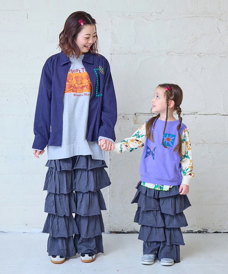 마키즈 키즈 바지 일본 단단 플레어 무늬  무지 팬츠 3컬러