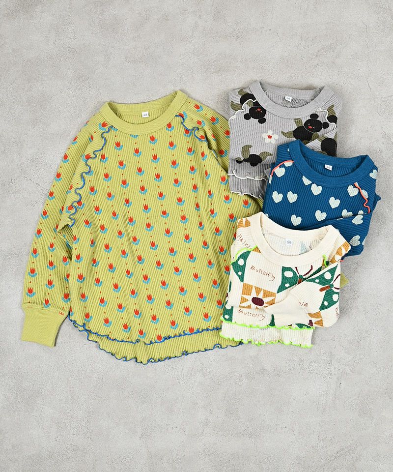 마키즈 키즈 티셔츠 일본 긴팔티 소우가라 와플 멜로 컷톱 4컬러