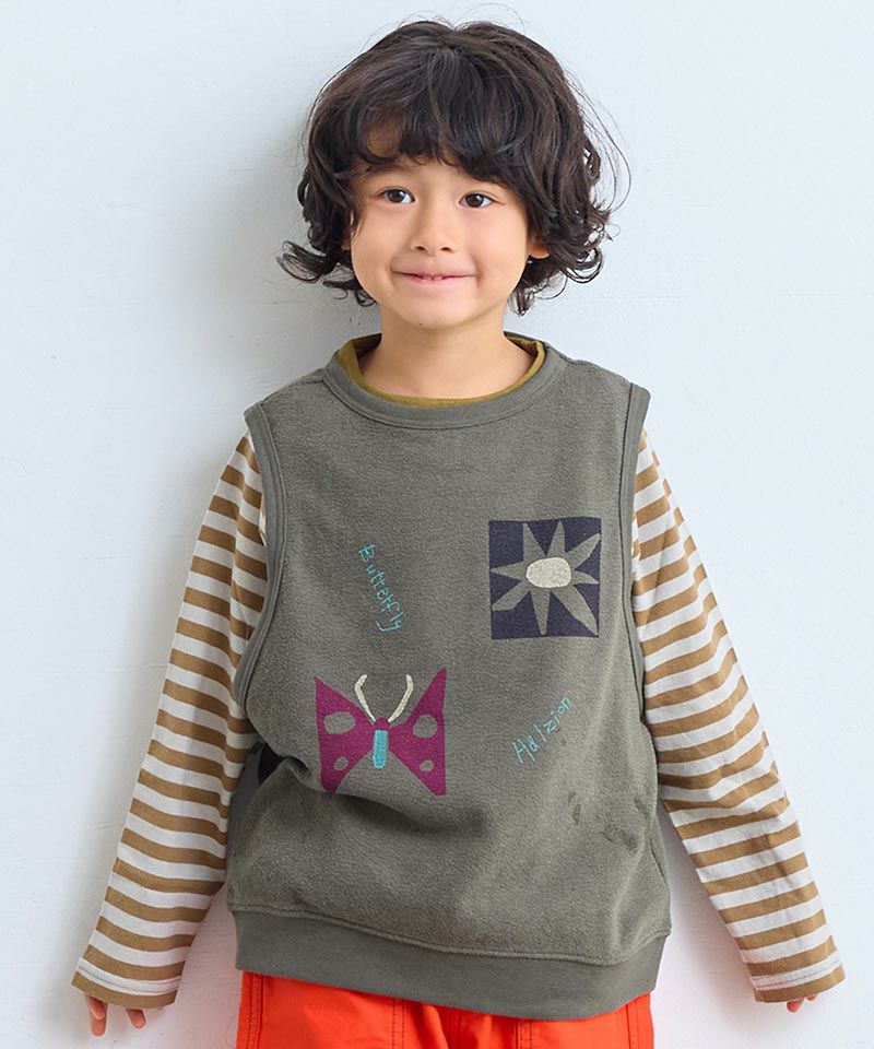 Makiz Kids T-shirt Japanese long-sleeved tee boa fleece snap jacket style 4 colors 