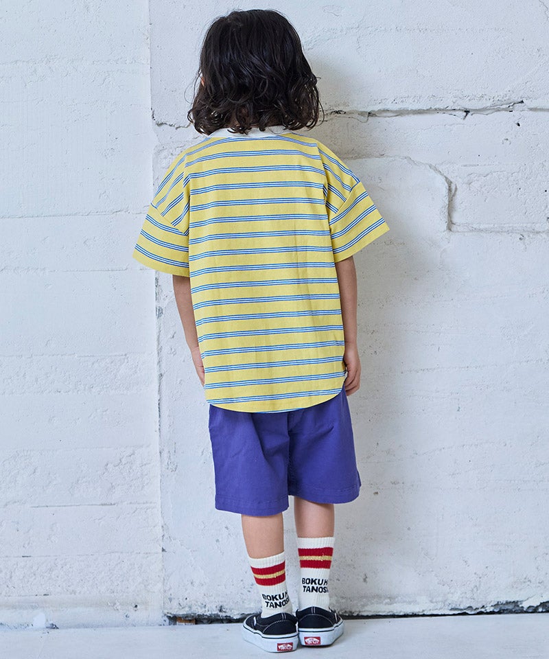 마키즈 키즈 티셔츠 일본 MARKEY'S 반팔티 챔피온 로고 스트라이프 2컬러