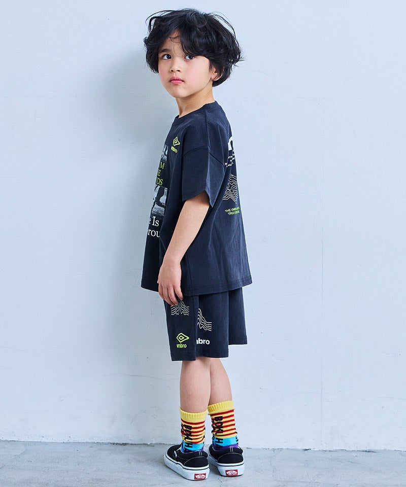 마키즈 키즈 티셔츠 일본 MARKEY'S 반팔티 UMBRO 로고 프린트 100-120cm 2컬러