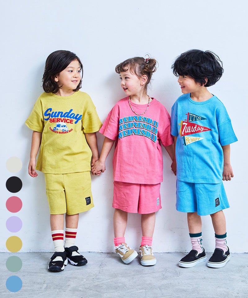 마키즈 키즈 셋업 일본 MARKEY'S 반팔티 반바지 위클리 썸머 프린트 7컬러