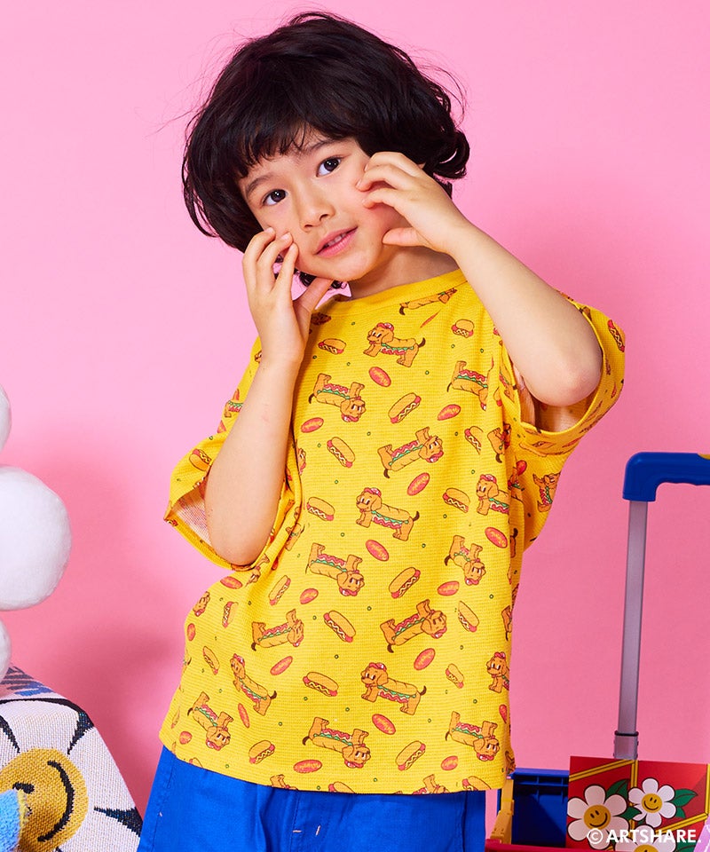 마키즈 티셔츠 일본 MARKEY'S wiggle wiggle 와플 패턴 반팔티 4컬러