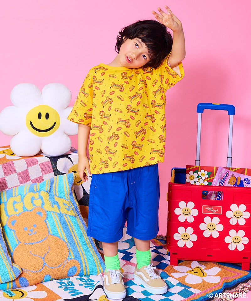 마키즈 티셔츠 일본 MARKEY'S wiggle wiggle 와플 패턴 반팔티 4컬러
