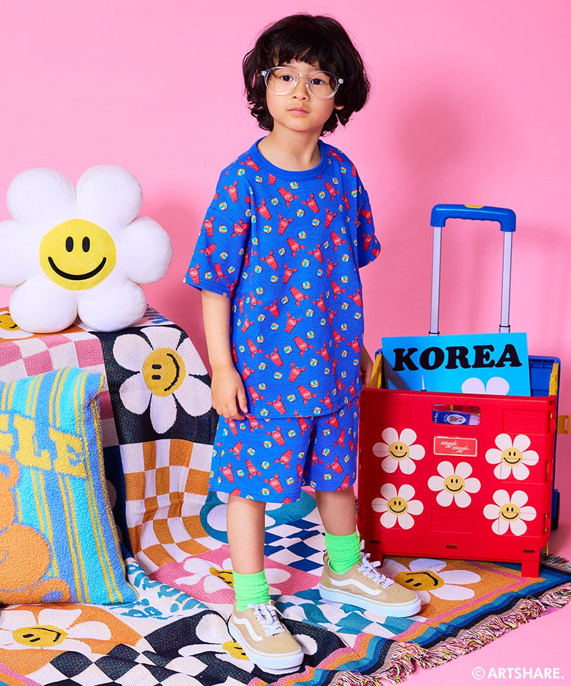 마키즈 티셔츠 일본 MARKEY'S wiggle wiggle 와플 패턴 반팔티 4컬러