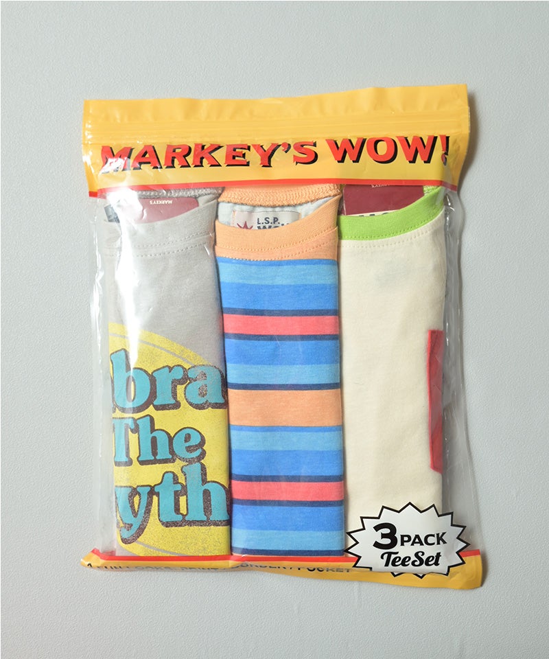 마키즈 티셔츠 일본 MARKEY'S 배색 보더 프린트 3장 세트 반팔티 3컬러