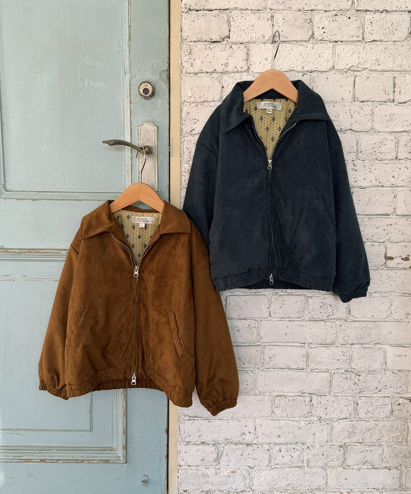 마키즈 키즈 자켓 일본 MARKEY'S 아동복 페이크 스웨이드 블루종 2컬러