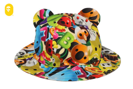 베이프 키즈 모자 일본 BAPE 버킷햇 3D 마일로 올 프렌즈 베어 이어 멀티