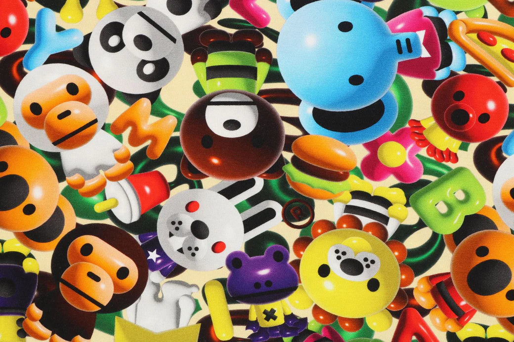 베이프 키즈 티셔츠 일본 BAPE 맨투맨 3D 마일로 올 프렌드 긴팔 멀티 패턴