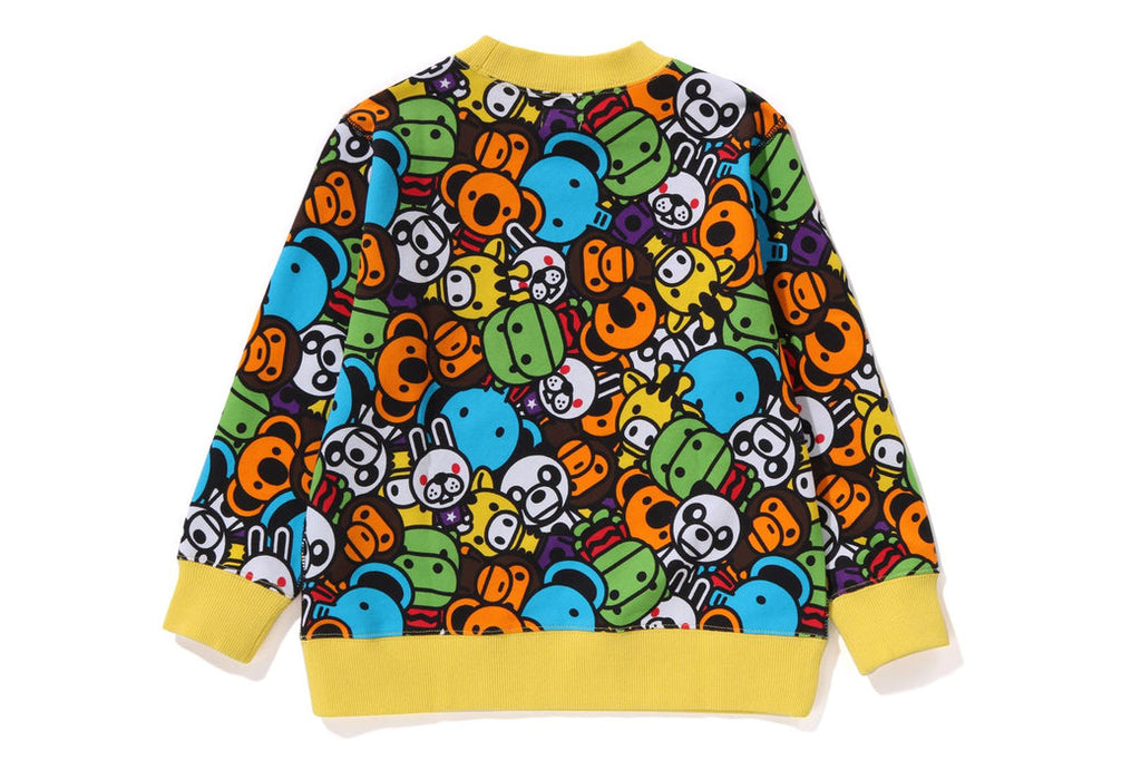 베이프 키즈 티셔츠 일본 BAPE 맨투맨 마일로 올 프렌즈 스웻 셔츠 멀티 패턴