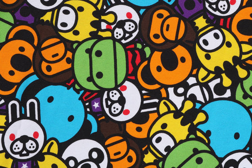 베이프 키즈 티셔츠 일본 BAPE 맨투맨 마일로 올 프렌즈 스웻 셔츠 멀티 패턴