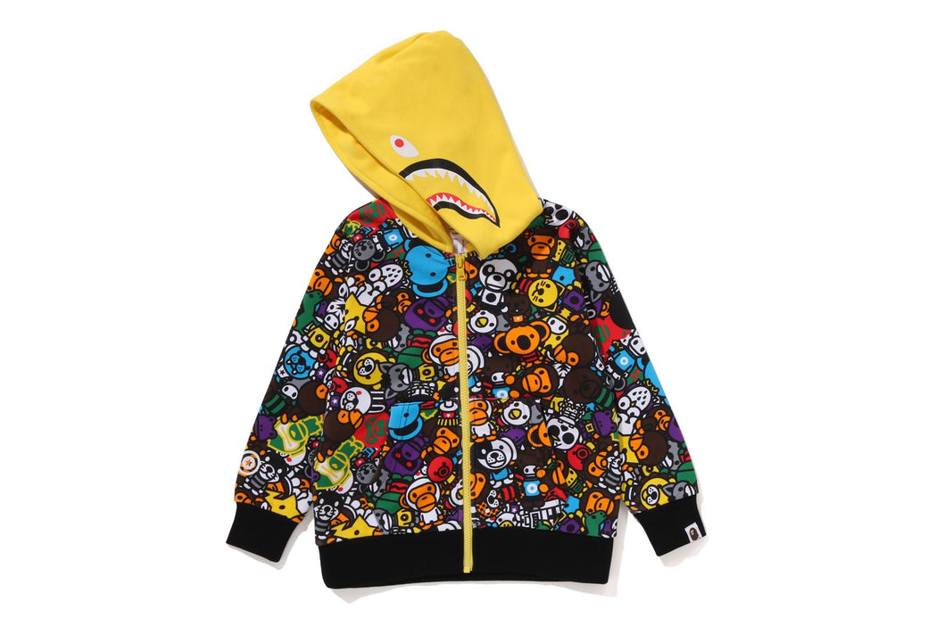베이프 키즈 자켓 일본 BAPE 후드집업 마일로 올 샤프리 샤크 멀티 패턴