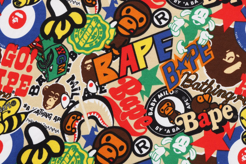 베이프 키즈 자켓 일본 BAPE 후드집업 마일로 아소트 릴랙스 핏 멀티 패턴
