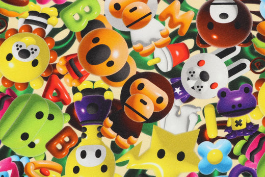 베이프 키즈 자켓 일본 BAPE 후드집업 3D 마일로 올 프렌즈 멀티 패턴