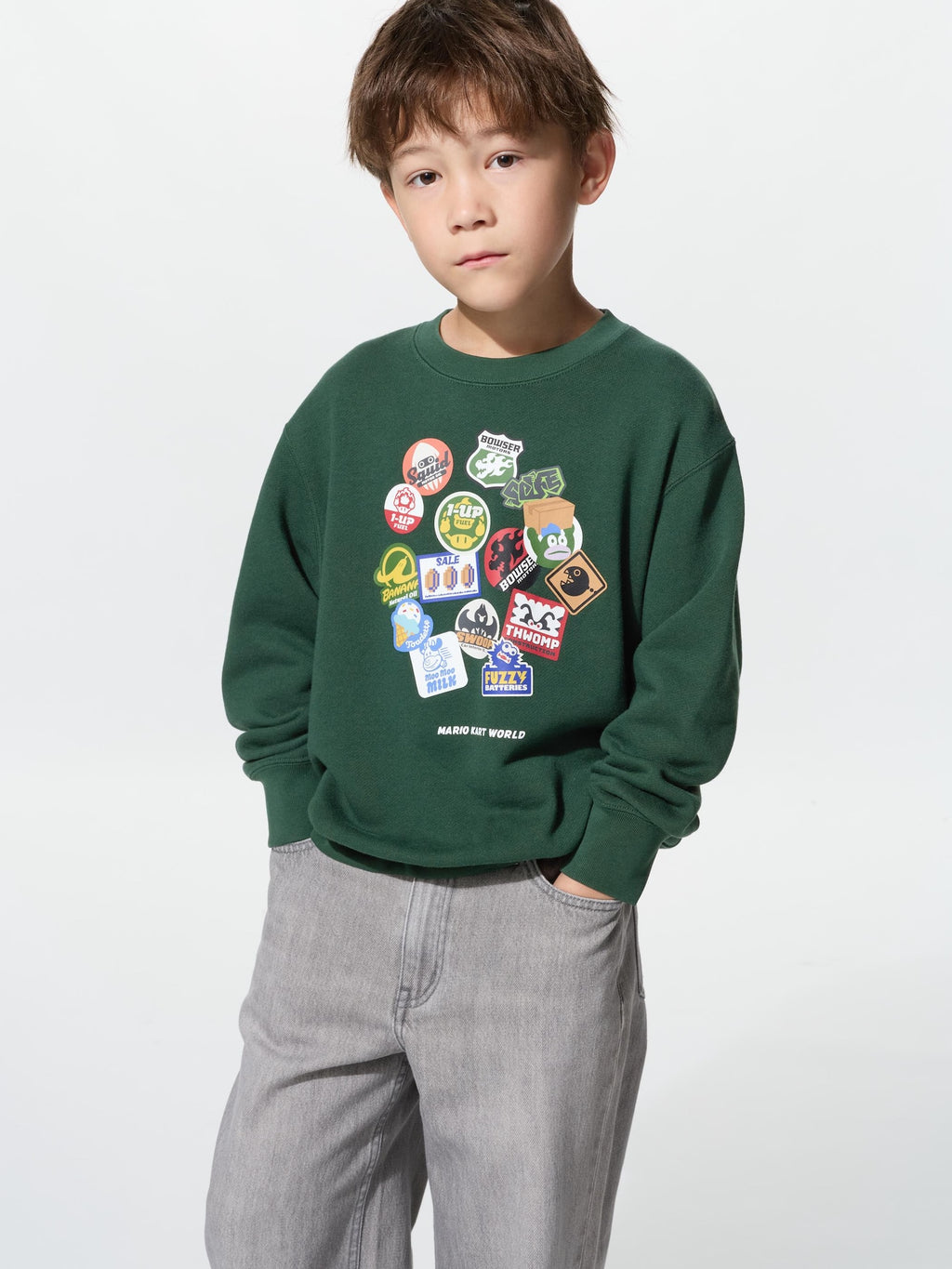 유니클로 키즈 긴팔 일본 UNIQLO 마리오 카트 월드 스웻셔츠 티셔츠 491379