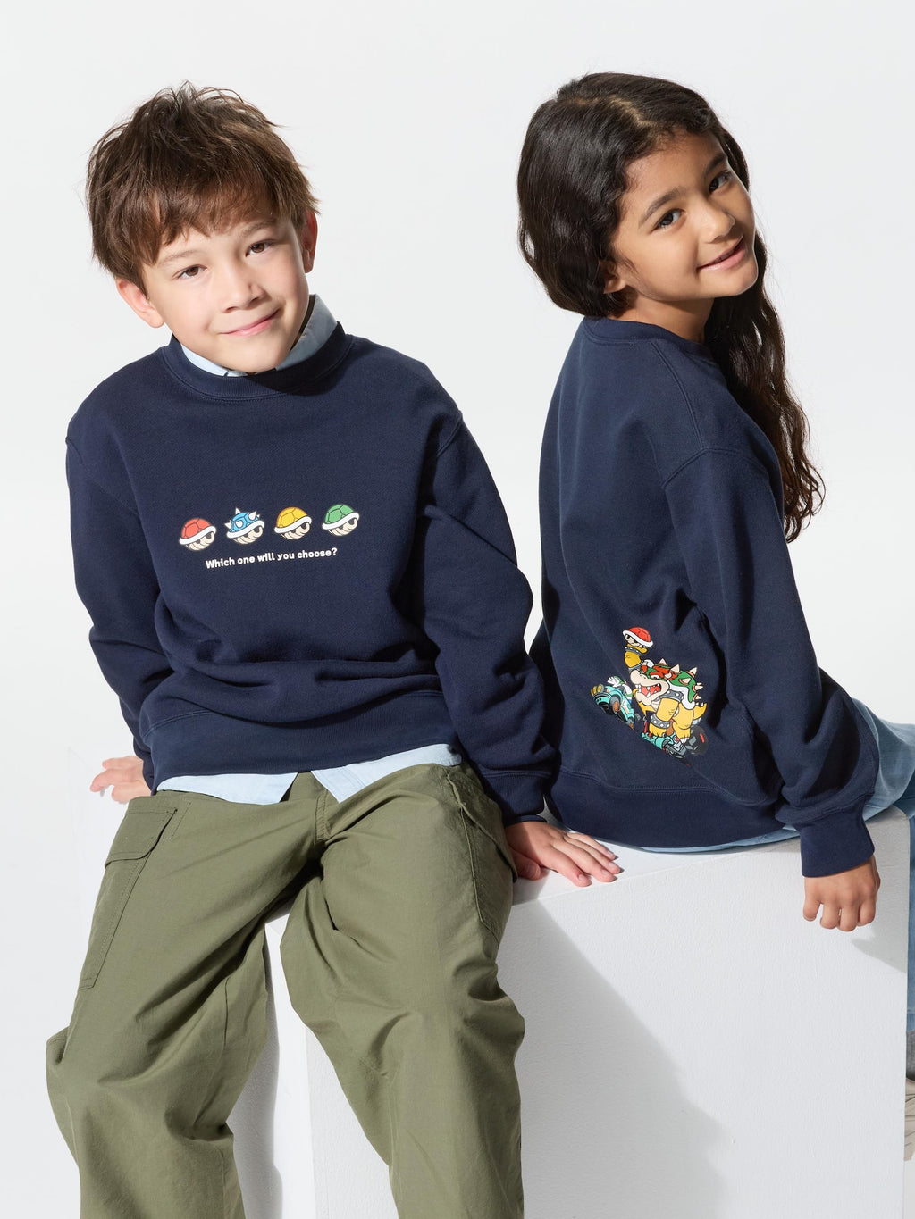 유니클로 키즈 긴팔 일본 UNIQLO 마리오 카트 월드 히든 프린트 스웻셔츠 티셔츠 491378