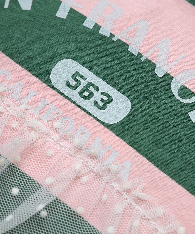 마키즈 티셔츠 일본 MARKEY'S 도트 튤 스트라이프 반팔티 4컬러