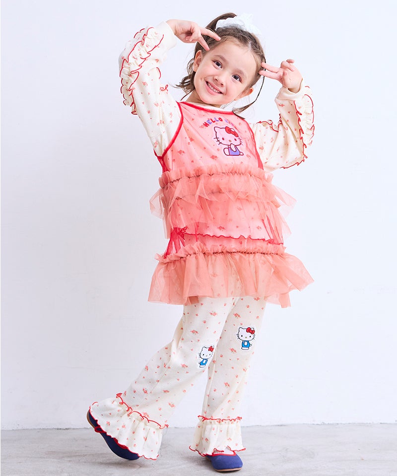 마키즈 바지 일본 MARKEY'S 산리오 헬로키티 와플 플레어 팬츠 2컬러