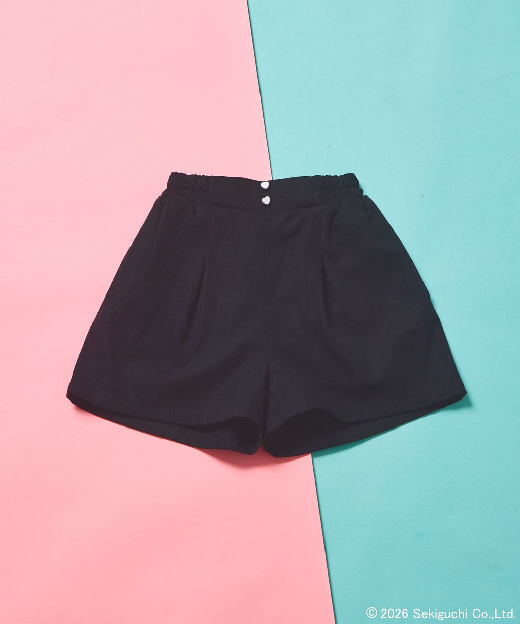 페어마논 바지 일본 PAIRMANON 몬치치 걸스 하트 버튼 포켓 큐롯 반바지 3컬러
