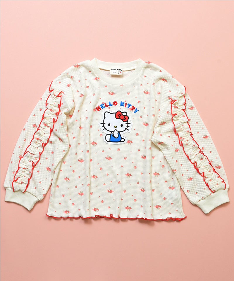 마키즈 긴팔 일본 MARKEY'S 산리오 헬로키티 와플 프릴 티셔츠 2컬러