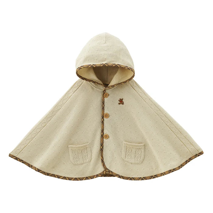 미키하우스 망토 일본 키즈 아기 케이프 워터 마크 뜨개질 베어 로고