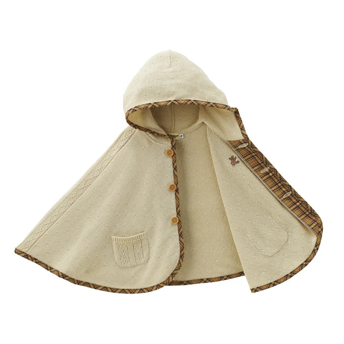 미키하우스 망토 일본 키즈 아기 케이프 워터 마크 뜨개질 베어 로고