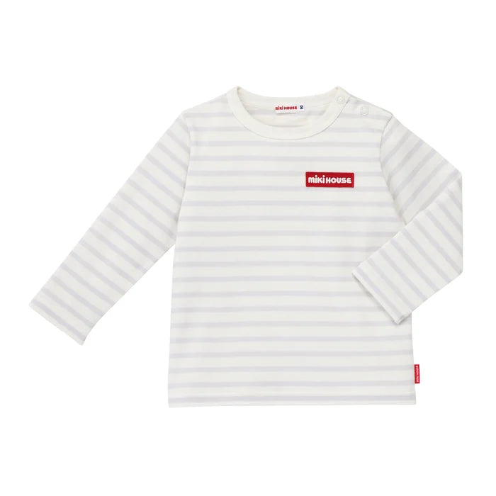 미키하우스 티셔츠 일본 키즈 아기 긴팔티 스트라이프 로고 4컬러