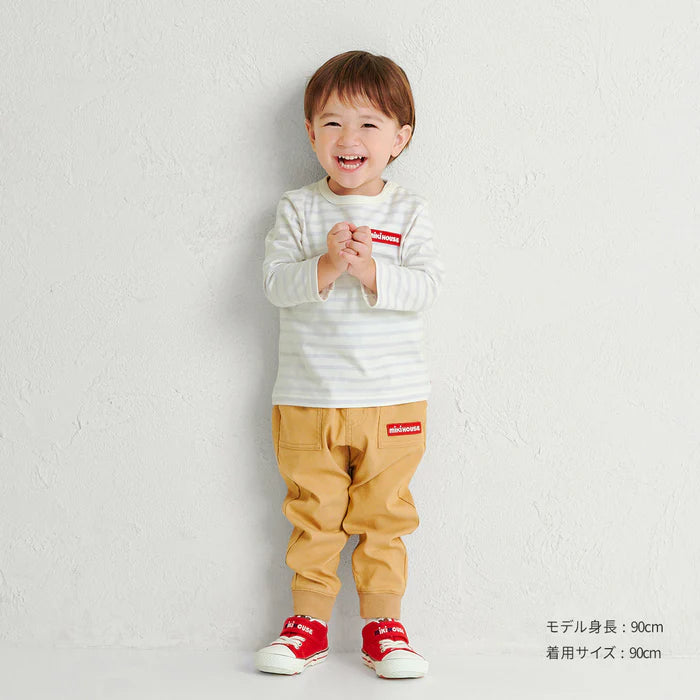 미키하우스 티셔츠 일본 키즈 아기 긴팔티 스트라이프 로고 4컬러