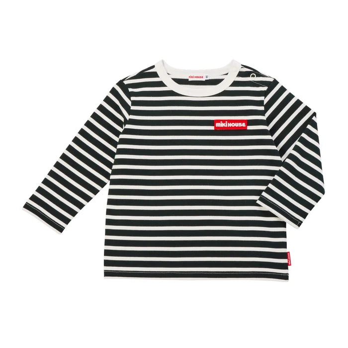 미키하우스 티셔츠 일본 키즈 아기 긴팔티 스트라이프 로고 4컬러