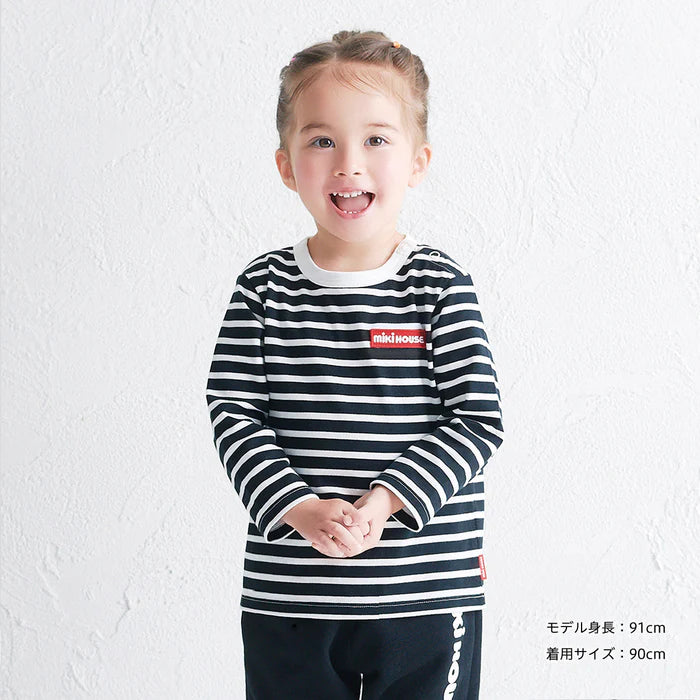 미키하우스 티셔츠 일본 키즈 아기 긴팔티 스트라이프 로고 4컬러