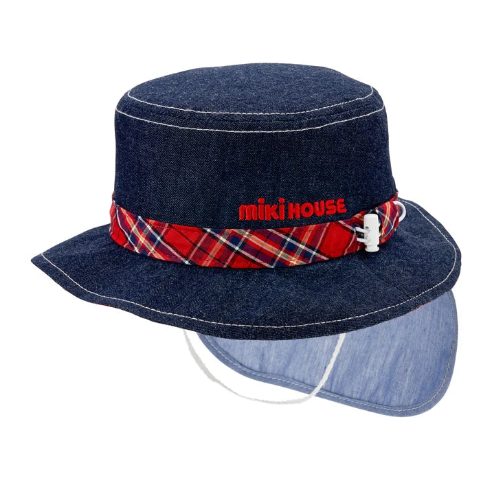 미키하우스 모자 일본 키즈 버킷햇 데님 체크무늬
