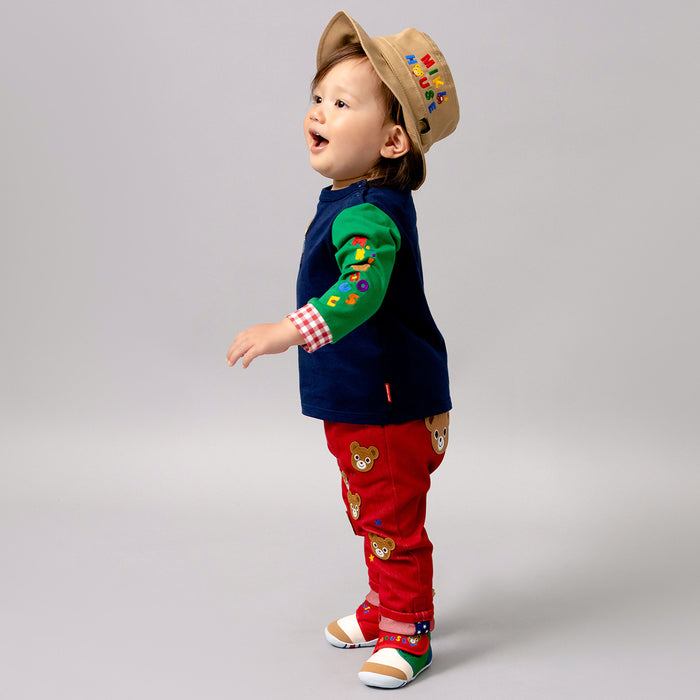 미키하우스 키즈 모자 일본 유아 버킷햇 로고 차양 푸치 자수 2컬러