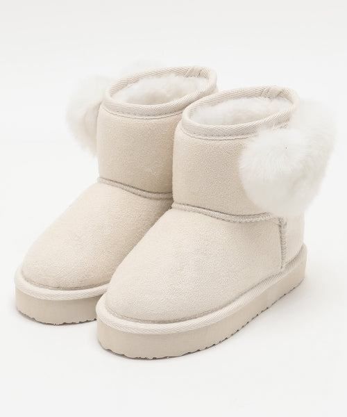 petit main 키즈 신발 일본 쁘띠마인 유아 부츠 귀여운 하트형 퍼 디자인 4컬러