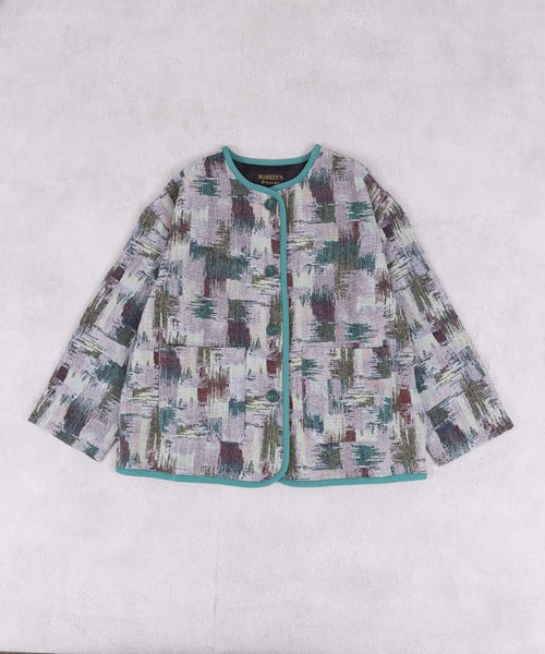 마키즈 키즈 자켓 일본 유아 노 카라 재킷 고블란 직물 디자인 2컬러