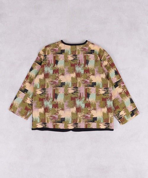 마키즈 키즈 자켓 일본 유아 노 카라 재킷 고블란 직물 디자인 2컬러