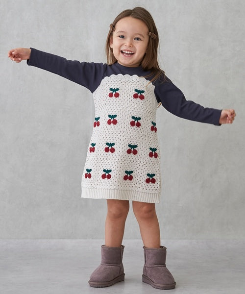 petit main 키즈 치마 일본 쁘띠메인 유아 원피스 크로세 디자인 3컬러