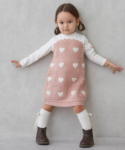 petit main 키즈 치마 일본 쁘띠메인 유아 원피스 크로세 디자인 3컬러