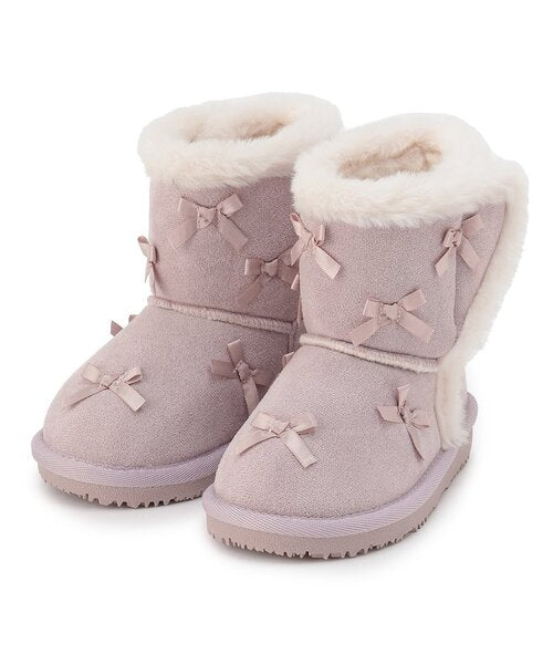 petit main 키즈 신발 일본 쁘띠메인 유아 리본 디자인 무톤 부츠 겨울용 2컬러