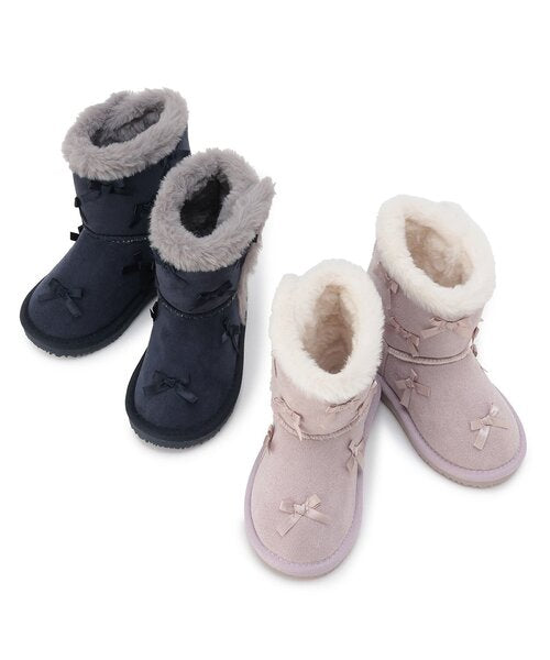 petit main 키즈 신발 일본 쁘띠메인 유아 리본 디자인 무톤 부츠 겨울용 2컬러