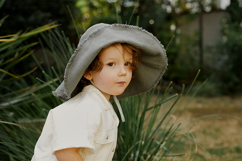 마르마르 키즈 아기 모자 일본 유아 브림 야외 모자 olive