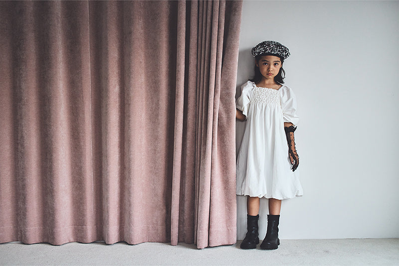 마르마르 키즈 아기 원피스 일본 유아 치마 폼파더 드레스 리프 white