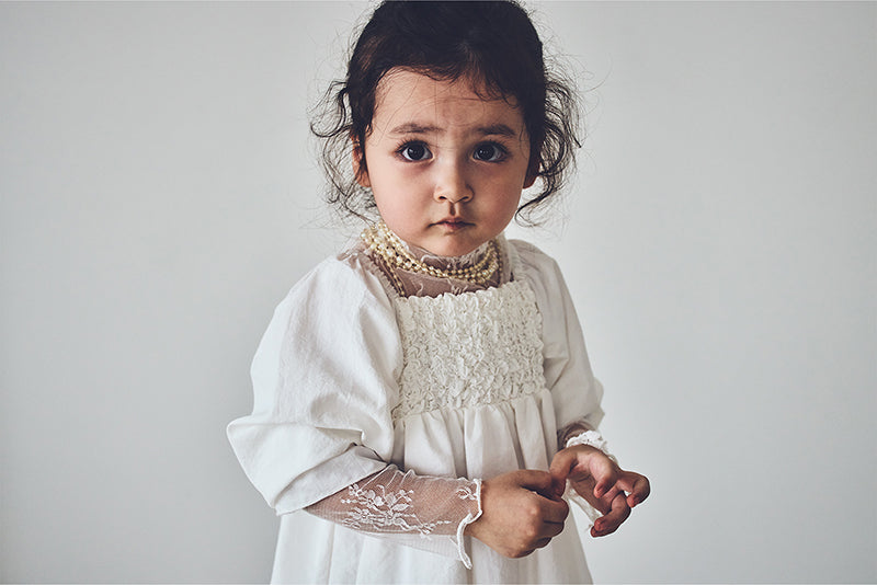 마르마르 키즈 아기 원피스 일본 유아 치마 폼파더 드레스 리프 white