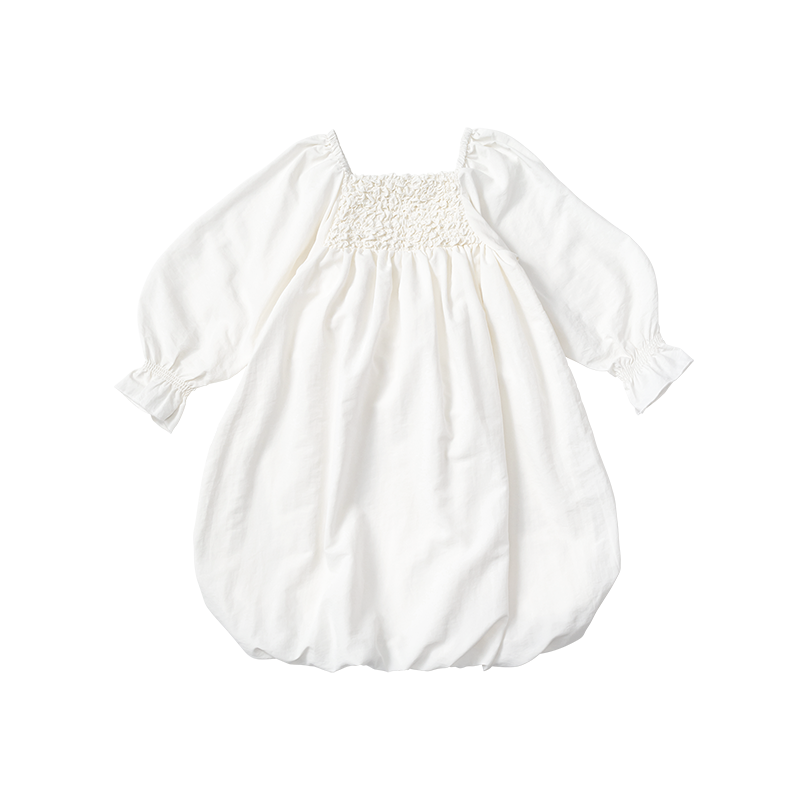 마르마르 키즈 아기 원피스 일본 유아 치마 폼파더 드레스 리프 white