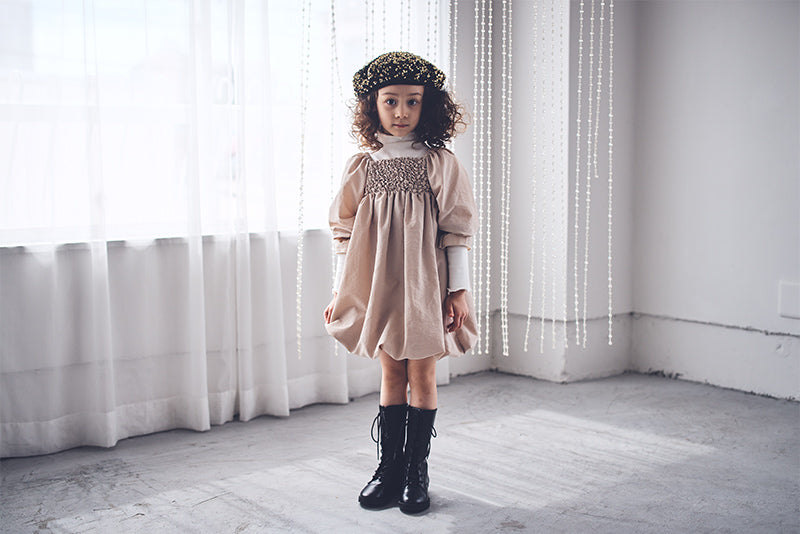 마르마르 키즈 아기 원피스 일본 유아 치마 폼파더 드레스 리프 beige