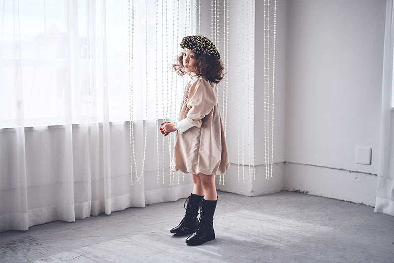 마르마르 키즈 아기 원피스 일본 유아 치마 폼파더 드레스 리프 beige