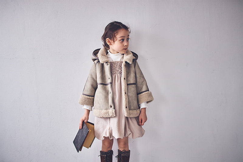 마르마르 키즈 아기 원피스 일본 유아 치마 폼파더 드레스 리프 beige