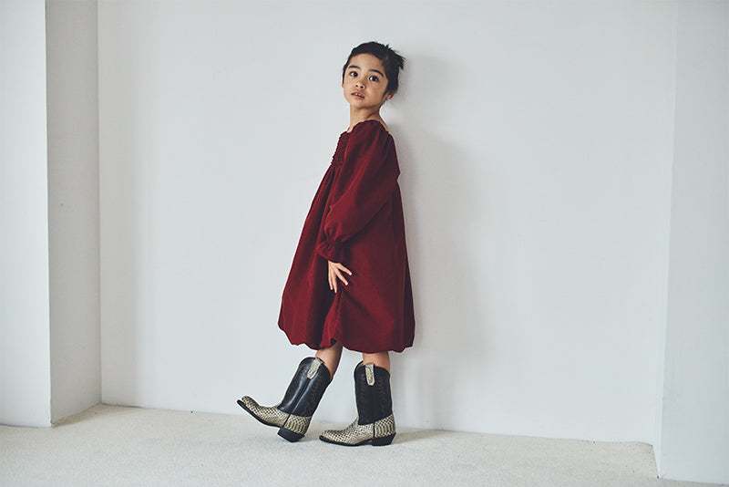 마르마르 키즈 아기 원피스 일본 유아 치마 폼파더 드레스 리프 wine